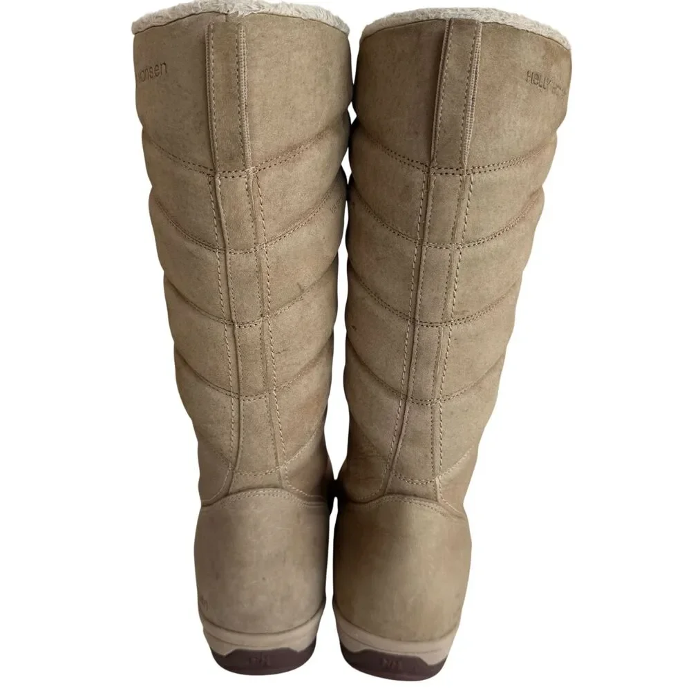 Helly Hansen Skuld 4 Winter Waterproof Leather Boots Beige Women's Size 9.5